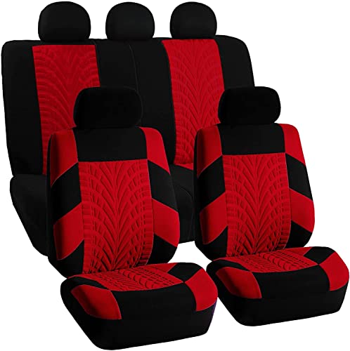 FH Group Car Seat Covers Full Set Premium Cloth - Universal Fit,Automotive Seat Cover,Low Back Front Seat Covers,Airbag Compatible,Split Bench Rear Seat,Washable Seat Cover for SUV,Sedan Blue