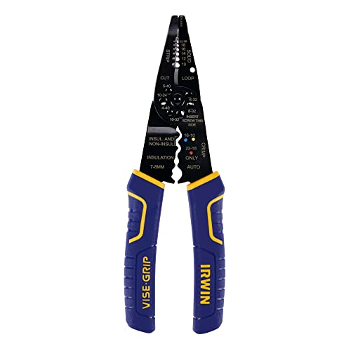 IRWIN VISE-GRIP Wire Stripping Tool / Wire Cutter, 8 inch, Cuts 10-22 AWG, ProTouch Grip (2078309)