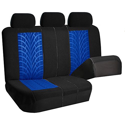 FH Group Car Seat Covers Full Set Premium Cloth - Universal Fit,Automotive Seat Cover,Low Back Front Seat Covers,Airbag Compatible,Split Bench Rear Seat,Washable Seat Cover for SUV,Sedan Blue