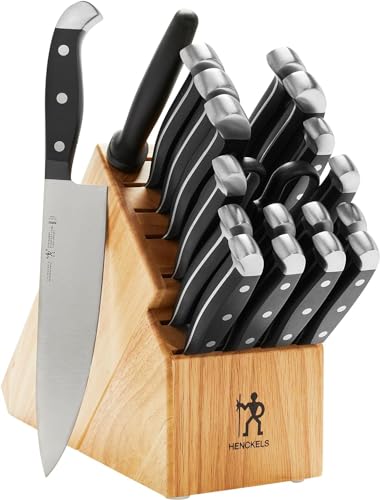 HENCKELS Premium Quality 15-Piece Knife Set with Block, Razor-Sharp, German Engineered Knife Informed by over 100 Years of Masterful Knife Making, Lightweight and Strong, Dishwasher Safe