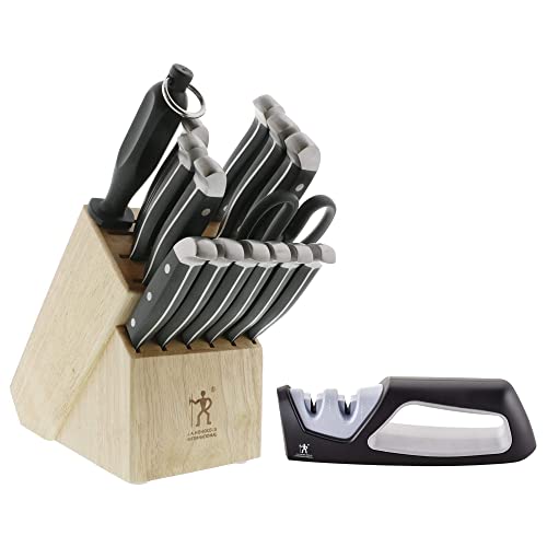 HENCKELS Premium Quality 15-Piece Knife Set with Block, Razor-Sharp, German Engineered Knife Informed by over 100 Years of Masterful Knife Making, Lightweight and Strong, Dishwasher Safe