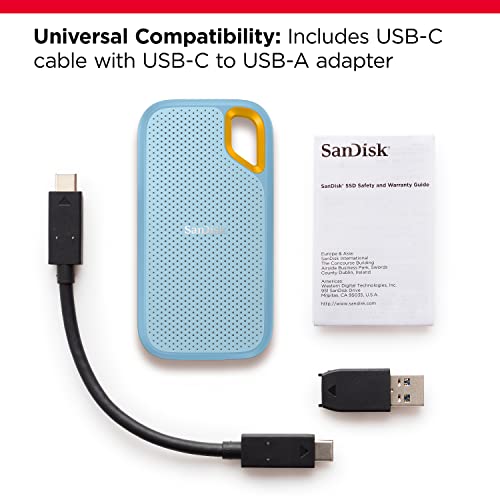 SanDisk 1TB Extreme Portable SSD - Up to 1050MB/s, USB-C, USB 3.2 Gen 2, IP65 Water and dust Resistance, Updated Firmware, Monterey - External Solid State Drive - SDSSDE61-1T00-G25M