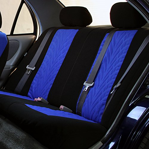 FH Group Car Seat Covers Full Set Premium Cloth - Universal Fit,Automotive Seat Cover,Low Back Front Seat Covers,Airbag Compatible,Split Bench Rear Seat,Washable Seat Cover for SUV,Sedan Blue