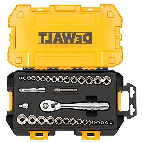 DEWALT Socket Set, 1/4-Inch & 3/8-Inch Drive, SAE/Metric, 34-Piece (DWMT73804)