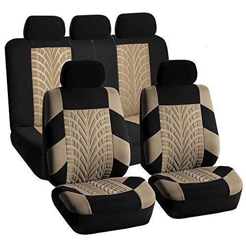 FH Group Car Seat Covers Full Set Premium Cloth - Universal Fit,Automotive Seat Cover,Low Back Front Seat Covers,Airbag Compatible,Split Bench Rear Seat,Washable Seat Cover for SUV,Sedan Blue