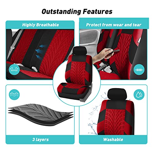 FH Group Car Seat Covers Full Set Premium Cloth - Universal Fit,Automotive Seat Cover,Low Back Front Seat Covers,Airbag Compatible,Split Bench Rear Seat,Washable Seat Cover for SUV,Sedan Blue