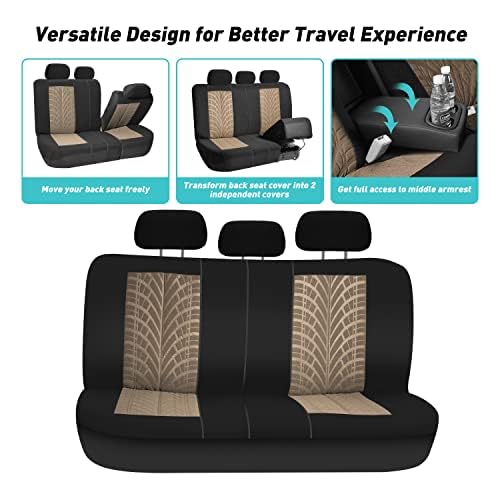 FH Group Car Seat Covers Full Set Premium Cloth - Universal Fit,Automotive Seat Cover,Low Back Front Seat Covers,Airbag Compatible,Split Bench Rear Seat,Washable Seat Cover for SUV,Sedan Blue