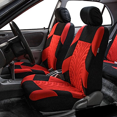 FH Group Car Seat Covers Full Set Premium Cloth - Universal Fit,Automotive Seat Cover,Low Back Front Seat Covers,Airbag Compatible,Split Bench Rear Seat,Washable Seat Cover for SUV,Sedan Blue