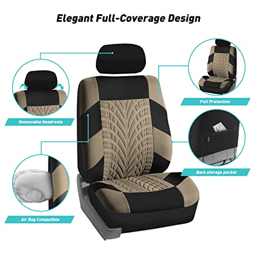 FH Group Car Seat Covers Full Set Premium Cloth - Universal Fit,Automotive Seat Cover,Low Back Front Seat Covers,Airbag Compatible,Split Bench Rear Seat,Washable Seat Cover for SUV,Sedan Blue