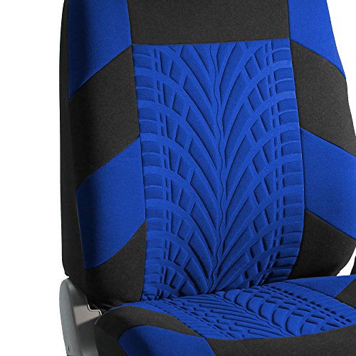 FH Group Car Seat Covers Full Set Premium Cloth - Universal Fit,Automotive Seat Cover,Low Back Front Seat Covers,Airbag Compatible,Split Bench Rear Seat,Washable Seat Cover for SUV,Sedan Blue