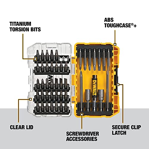 DEWALT Screwdriver Bit Set with Tough Case, 45-Piece (DW2166),Grey/Silver Screwdriving Set With Tough Case