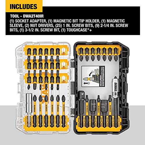 DEWALT Screwdriver Bit Set with Tough Case, 45-Piece (DW2166),Grey/Silver Screwdriving Set With Tough Case