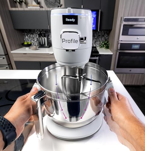 GE Profile Smart Stand Mixer w/ Built-In Smart Scale & Auto Sense Technology, 7qt Stainless Steel Bowl, 11 Speed l Dough Hook, Beater, 11-wire whip l works w/ Amazon Alexa & Google Home l Carbon Black