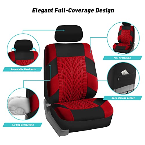 FH Group Car Seat Covers Full Set Premium Cloth - Universal Fit,Automotive Seat Cover,Low Back Front Seat Covers,Airbag Compatible,Split Bench Rear Seat,Washable Seat Cover for SUV,Sedan Blue