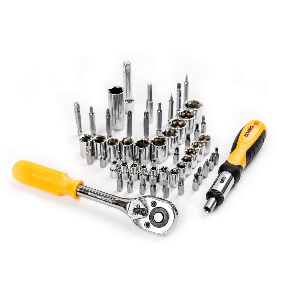 DEKOPRO 228 Piece Socket Wrench Auto Repair Tool Combination Package Mixed Tool Set Hand Tool Kit with Plastic Toolbox Storage Case