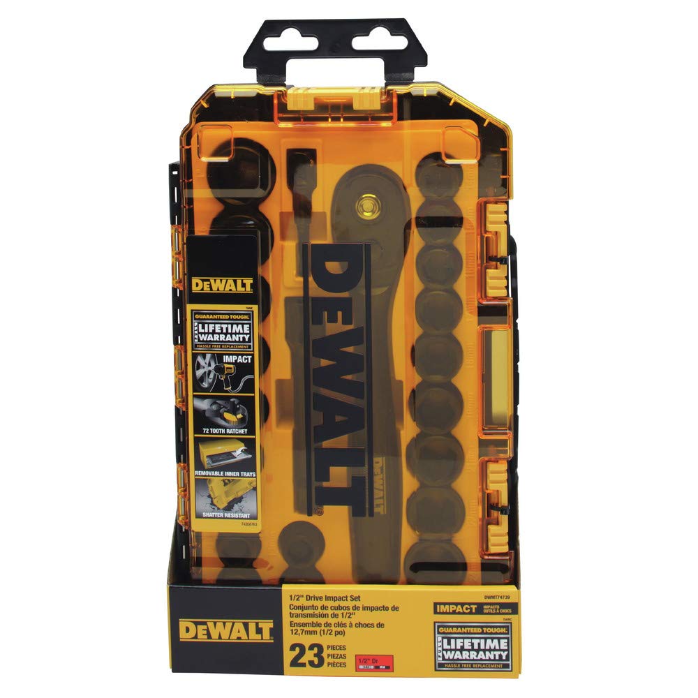 DEWALT Socket Set, 1/4-Inch & 3/8-Inch Drive, SAE/Metric, 34-Piece (DWMT73804)