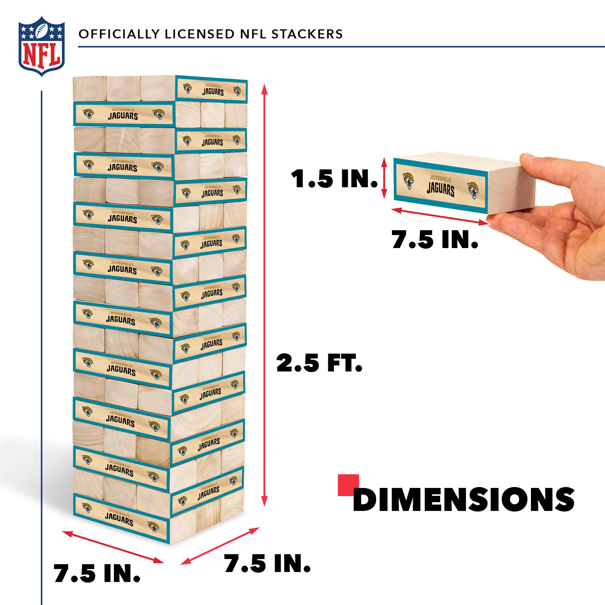 Wild Sports NFL XL Stackers – Stacks Over 5 ft. High – Direct Print HD Team Graphics Won't Peel or Fade – Great Gift for Any Football Fan! Family Outdoor Game for Backyard, Barbeque, or Tailgate Party