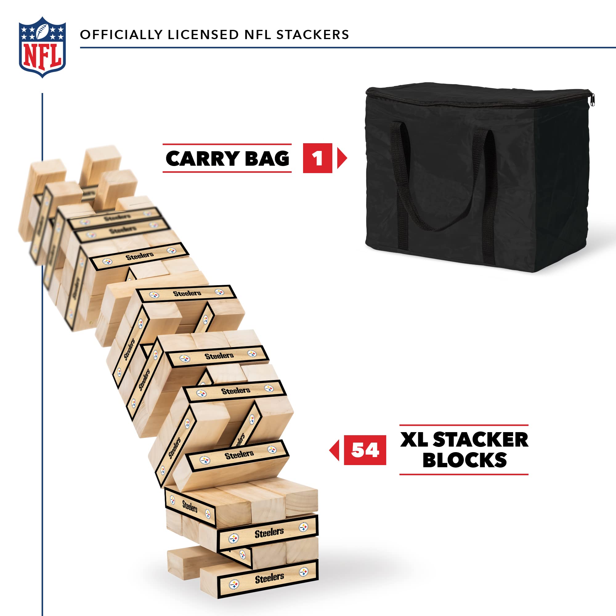 Wild Sports NFL XL Stackers – Stacks Over 5 ft. High – Direct Print HD Team Graphics Won't Peel or Fade – Great Gift for Any Football Fan! Family Outdoor Game for Backyard, Barbeque, or Tailgate Party