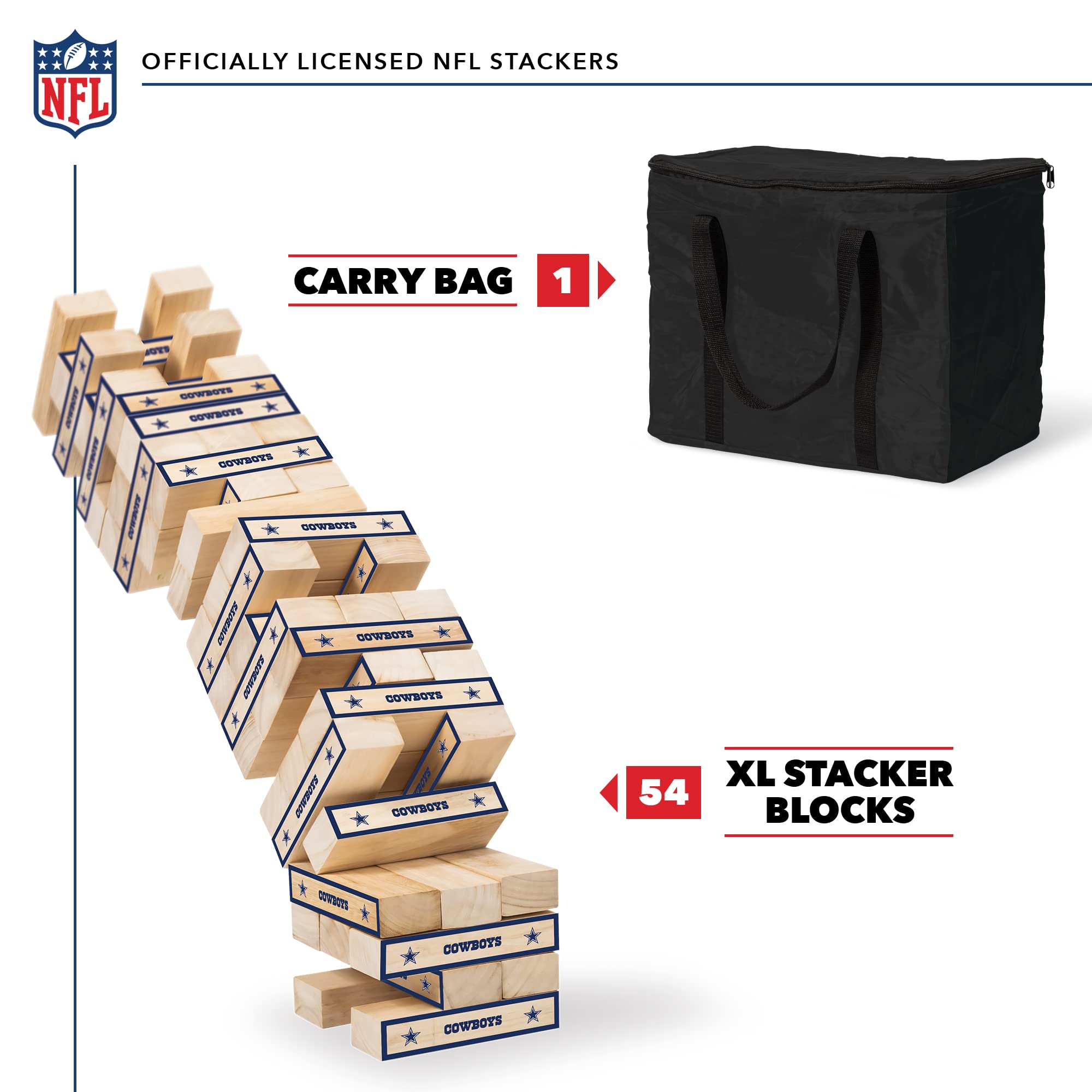 Wild Sports NFL XL Stackers – Stacks Over 5 ft. High – Direct Print HD Team Graphics Won't Peel or Fade – Great Gift for Any Football Fan! Family Outdoor Game for Backyard, Barbeque, or Tailgate Party