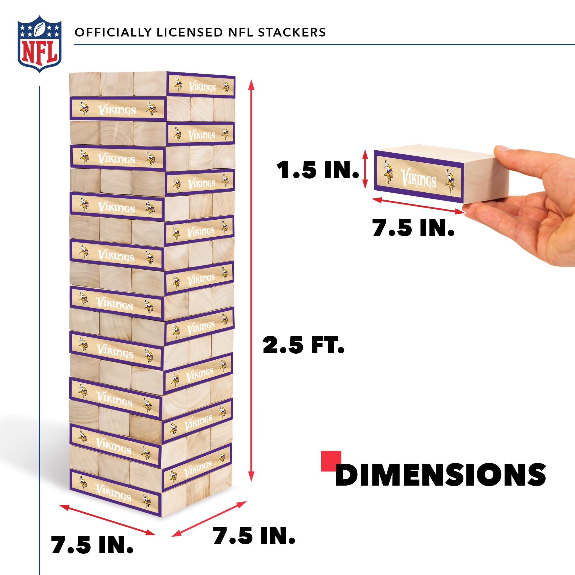 Wild Sports NFL XL Stackers – Stacks Over 5 ft. High – Direct Print HD Team Graphics Won't Peel or Fade – Great Gift for Any Football Fan! Family Outdoor Game for Backyard, Barbeque, or Tailgate Party