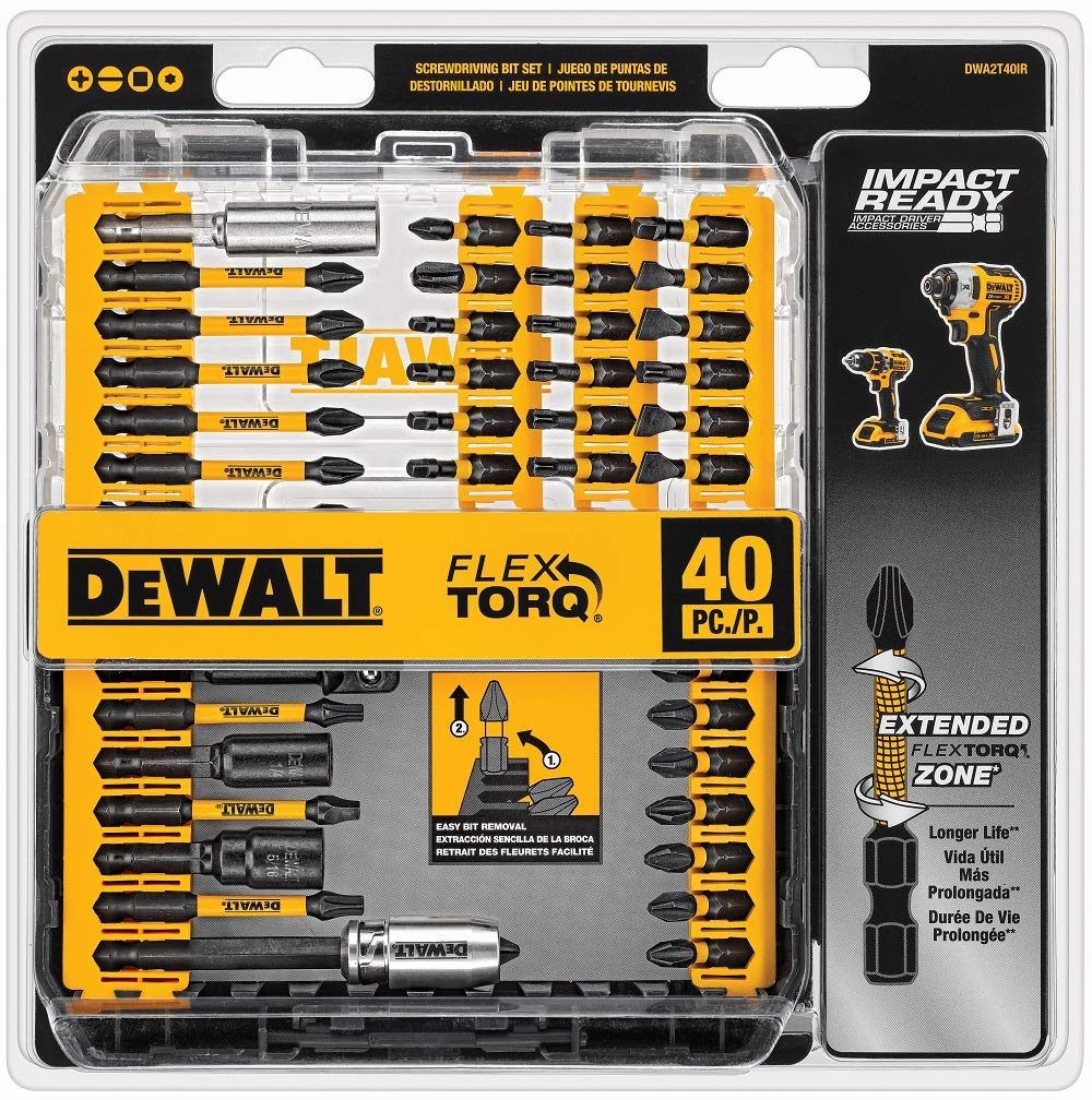 DEWALT Screwdriver Bit Set with Tough Case, 45-Piece (DW2166),Grey/Silver Screwdriving Set With Tough Case