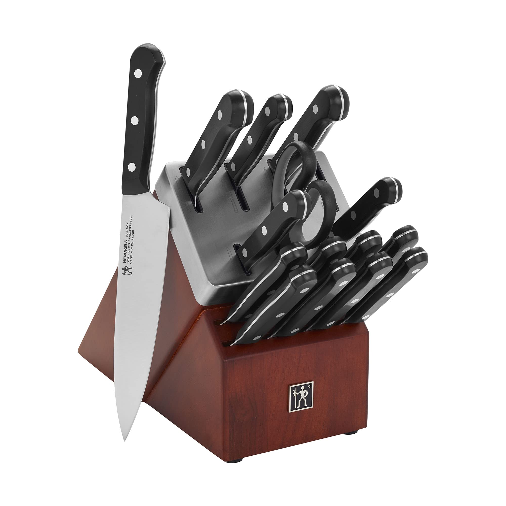 HENCKELS Premium Quality 15-Piece Knife Set with Block, Razor-Sharp, German Engineered Knife Informed by over 100 Years of Masterful Knife Making, Lightweight and Strong, Dishwasher Safe