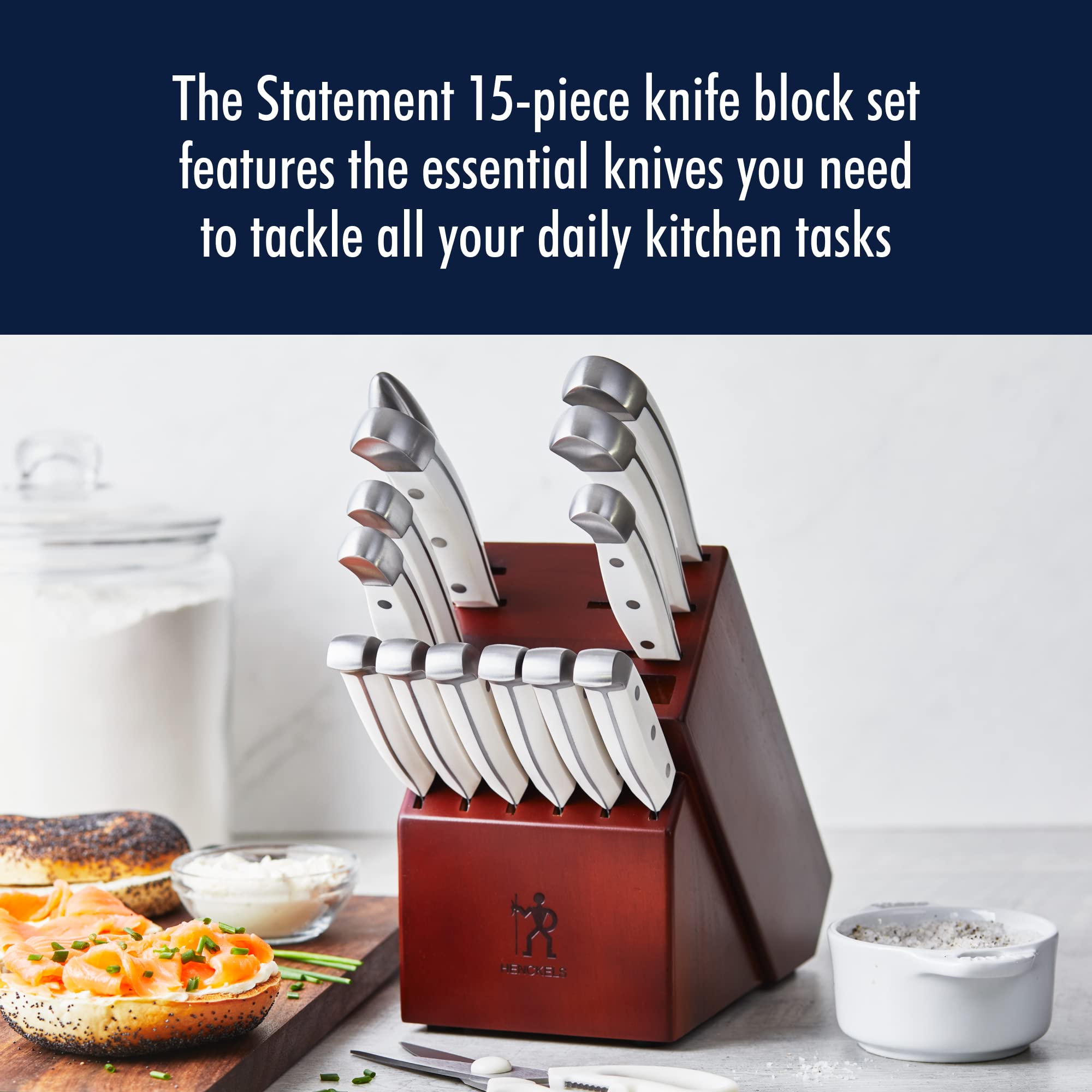 HENCKELS Premium Quality 15-Piece Knife Set with Block, Razor-Sharp, German Engineered Knife Informed by over 100 Years of Masterful Knife Making, Lightweight and Strong, Dishwasher Safe