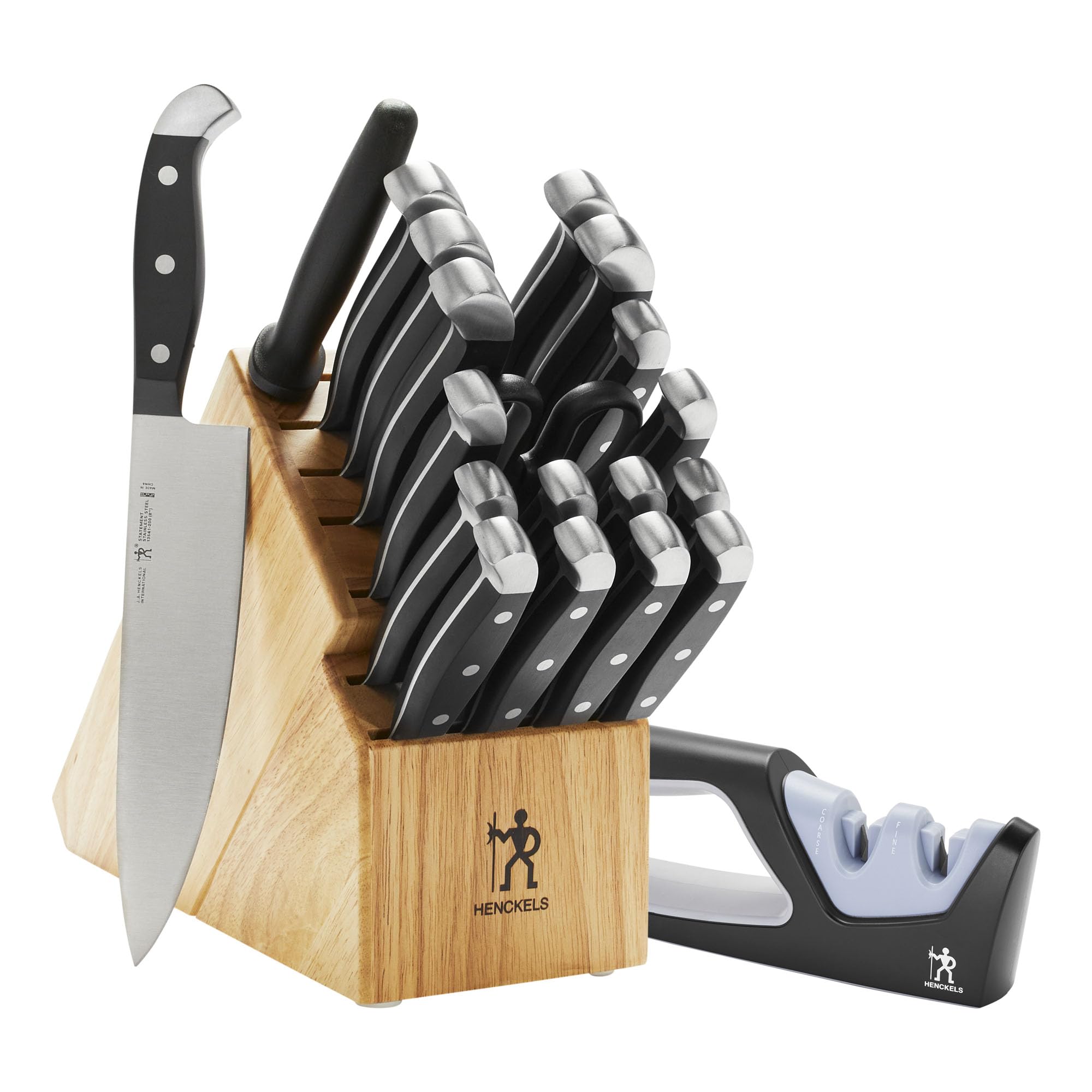 HENCKELS Premium Quality 15-Piece Knife Set with Block, Razor-Sharp, German Engineered Knife Informed by over 100 Years of Masterful Knife Making, Lightweight and Strong, Dishwasher Safe