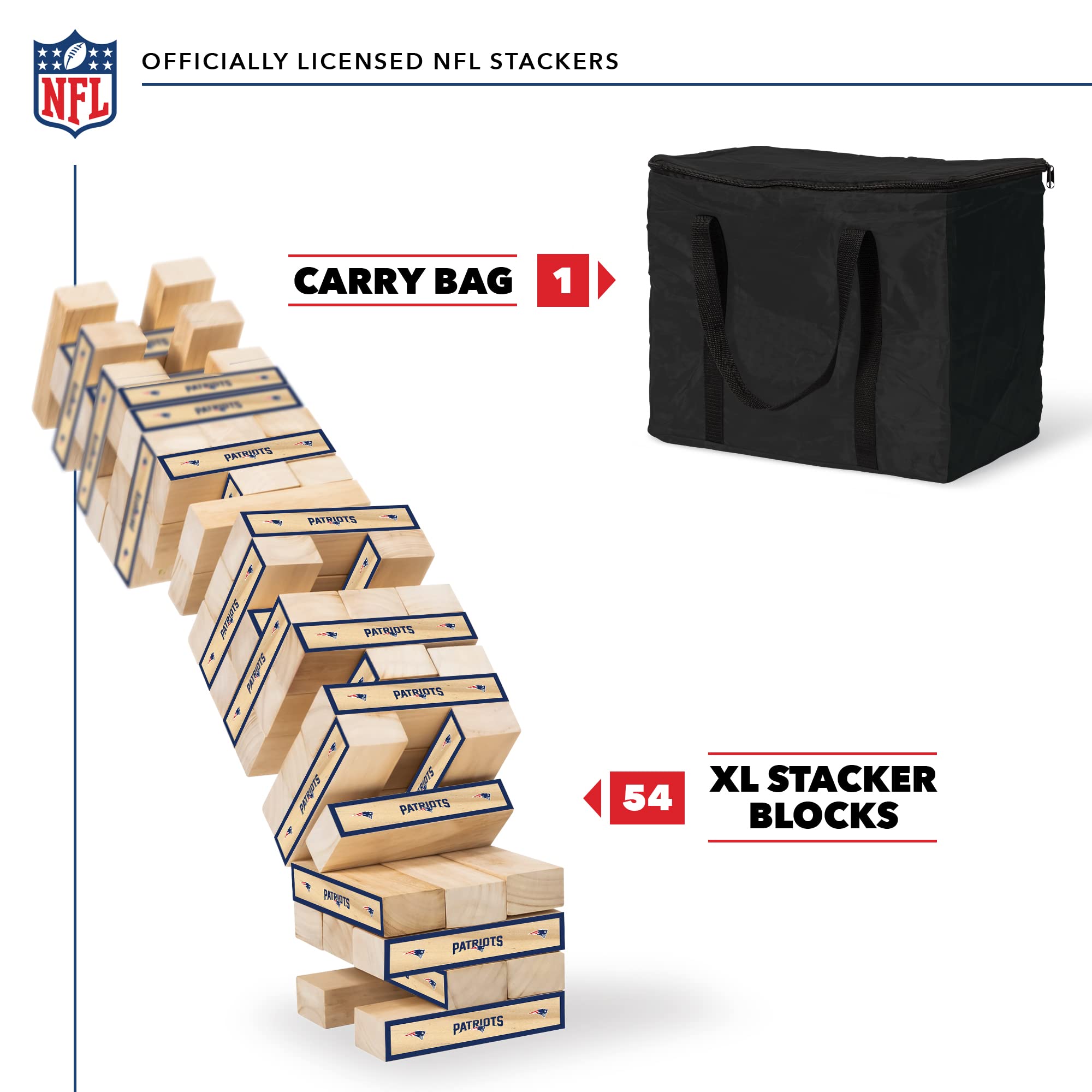 Wild Sports NFL XL Stackers – Stacks Over 5 ft. High – Direct Print HD Team Graphics Won't Peel or Fade – Great Gift for Any Football Fan! Family Outdoor Game for Backyard, Barbeque, or Tailgate Party