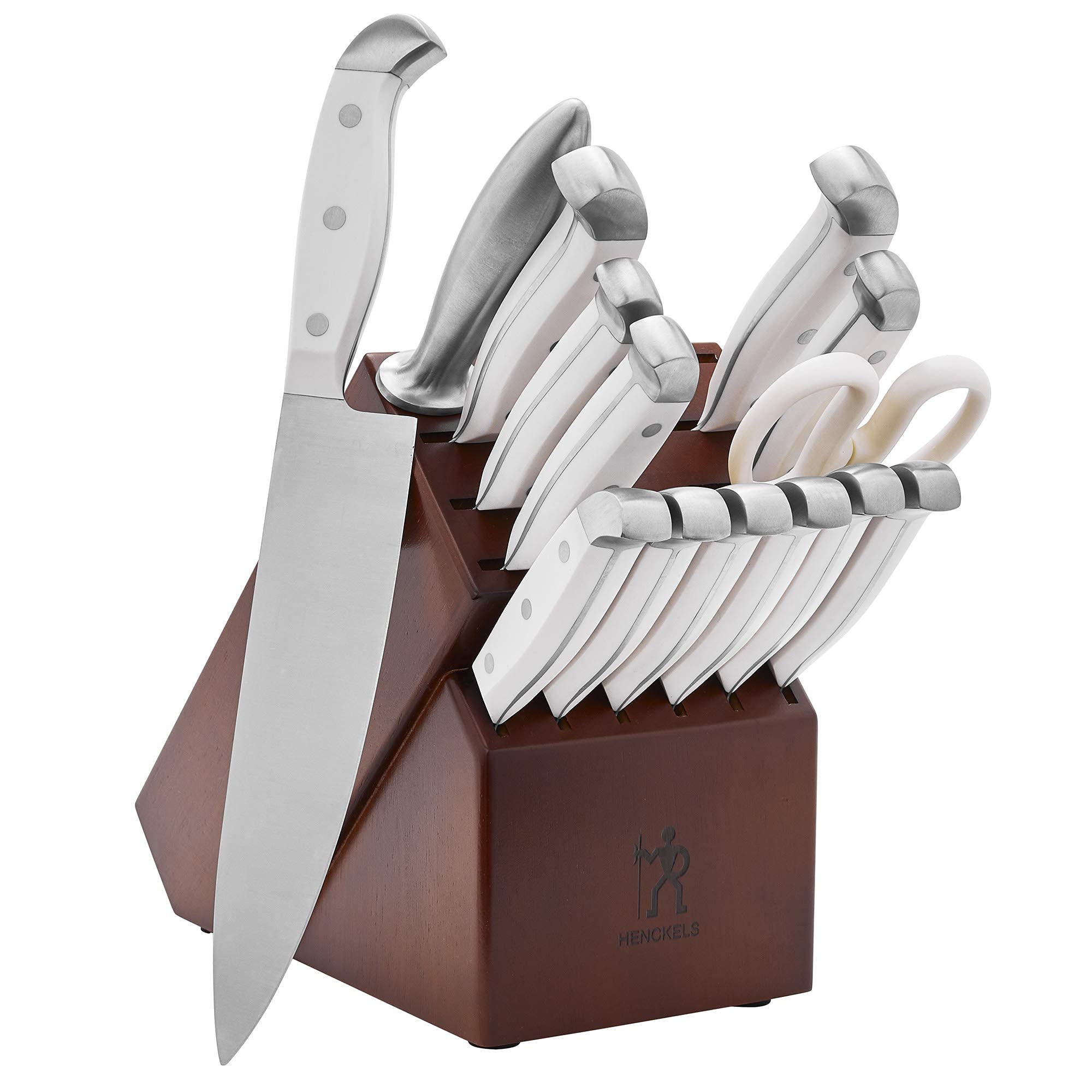 HENCKELS Premium Quality 15-Piece Knife Set with Block, Razor-Sharp, German Engineered Knife Informed by over 100 Years of Masterful Knife Making, Lightweight and Strong, Dishwasher Safe