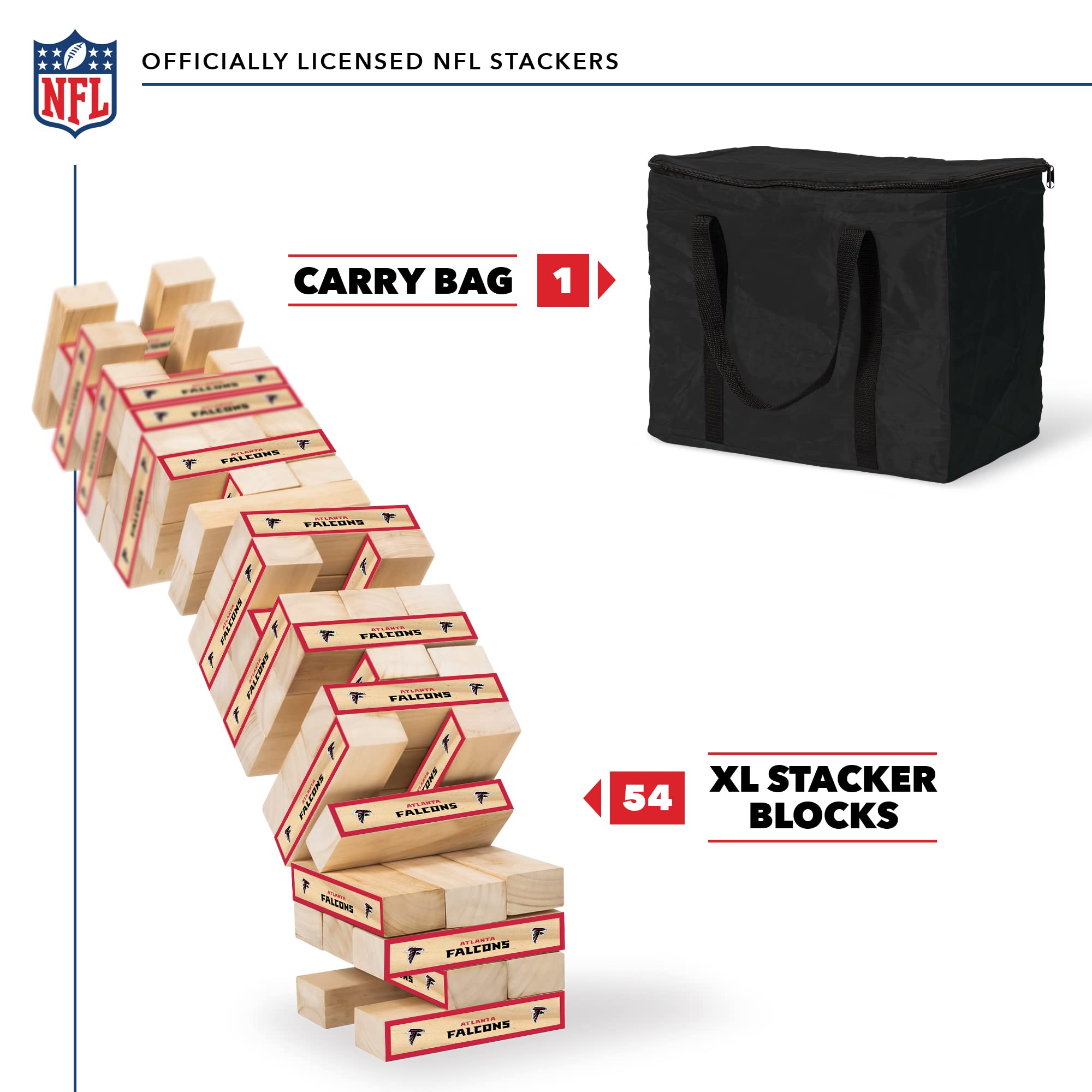 Wild Sports NFL XL Stackers – Stacks Over 5 ft. High – Direct Print HD Team Graphics Won't Peel or Fade – Great Gift for Any Football Fan! Family Outdoor Game for Backyard, Barbeque, or Tailgate Party