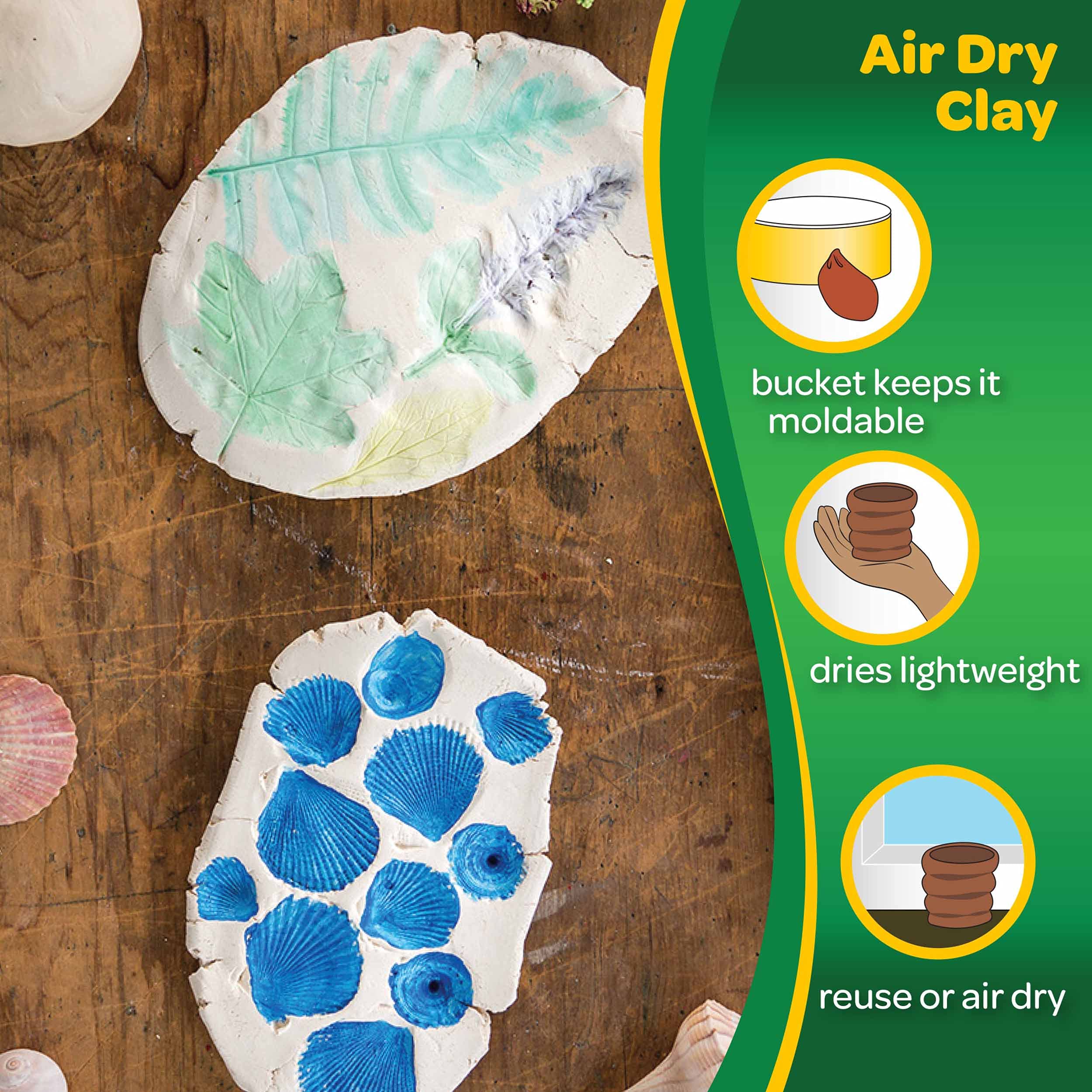 Crayola Air Dry Clay (5lb Bucket), Natural White Modeling Clay for Kids, Sculpting Material, Craft Supplies for Classrooms [Amazon Exclusive]