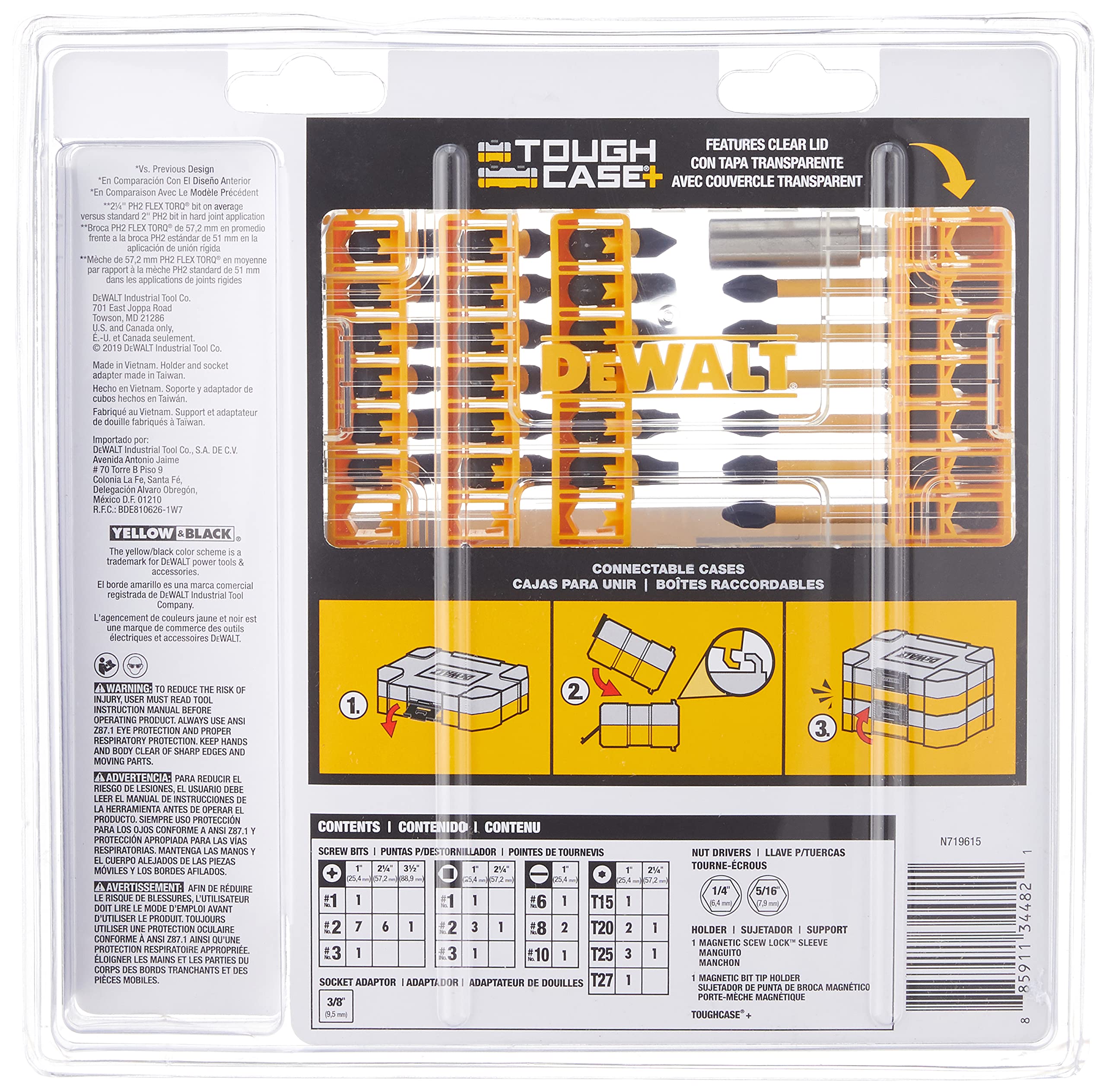 DEWALT Screwdriver Bit Set with Tough Case, 45-Piece (DW2166),Grey/Silver Screwdriving Set With Tough Case