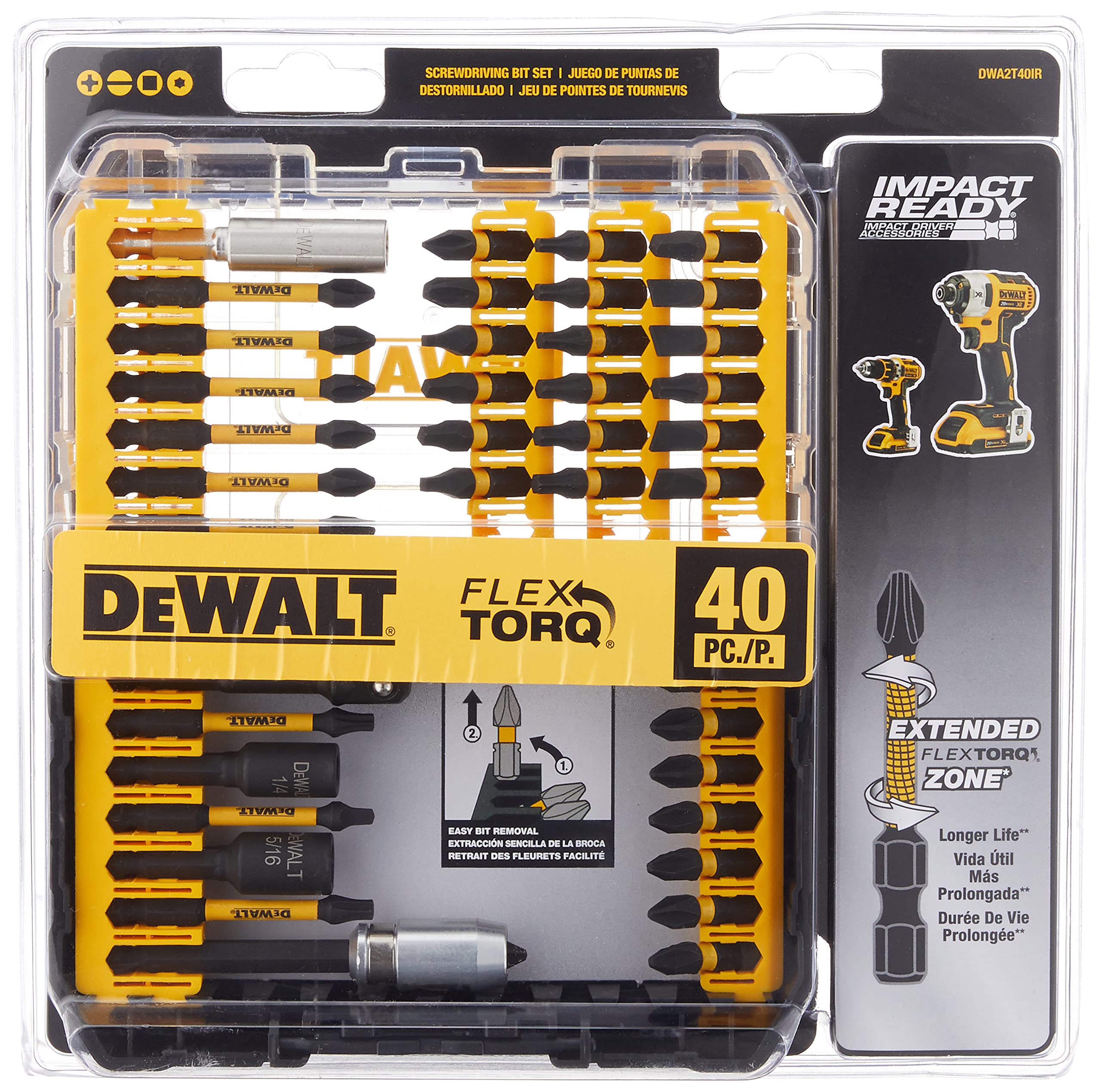 DEWALT Screwdriver Bit Set with Tough Case, 45-Piece (DW2166),Grey/Silver Screwdriving Set With Tough Case