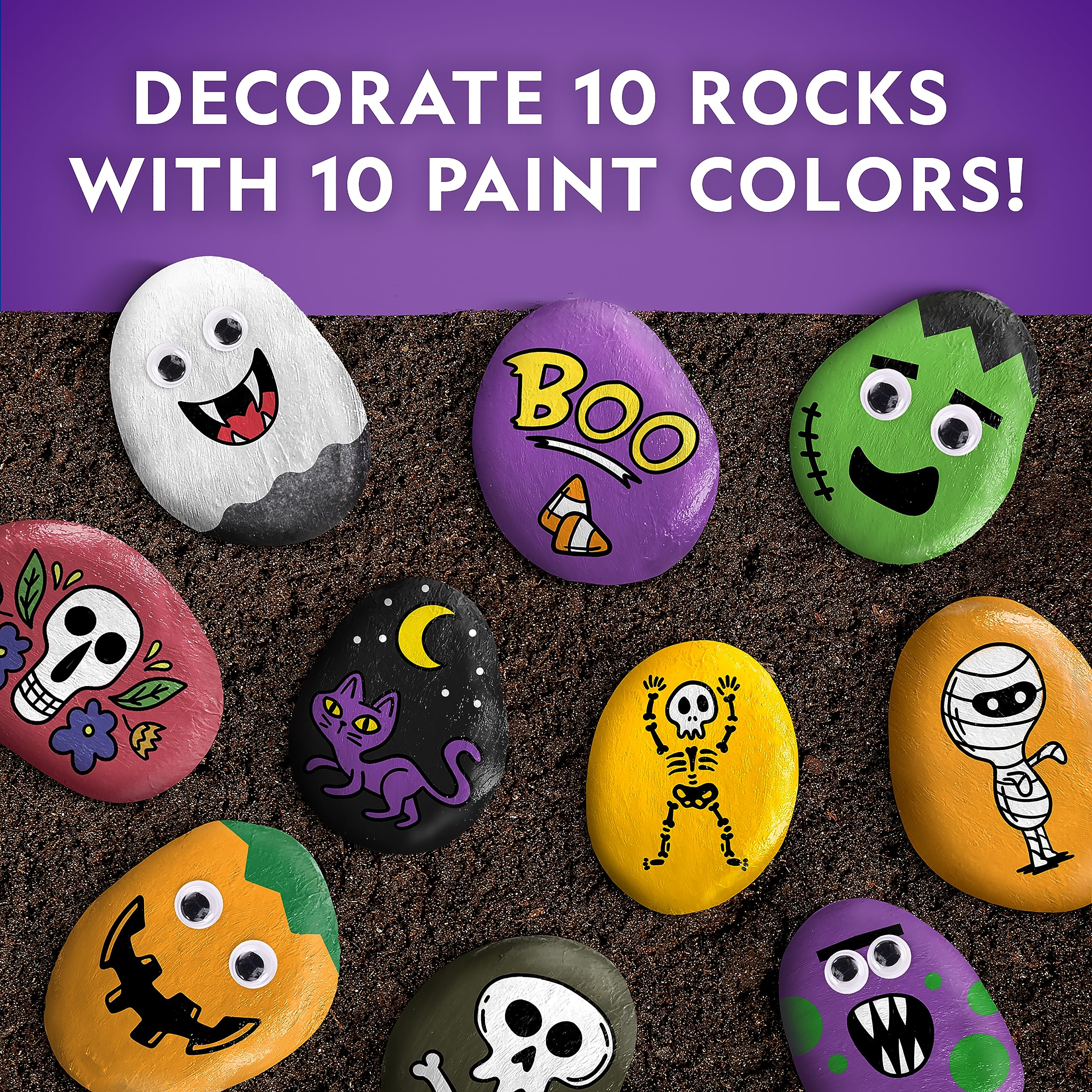 NATIONAL GEOGRAPHIC Glow in The Dark Rock Painting Kit - Crafts for Kids, Decorate 15 River Rocks with 15 Paint Colors & Art Supplies